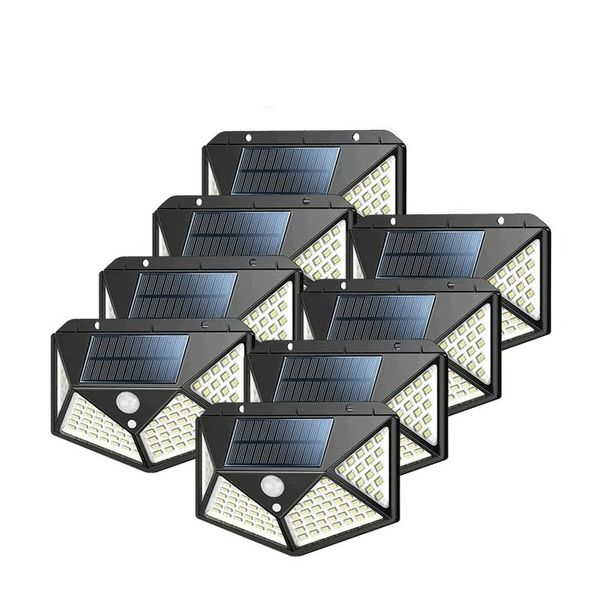 8PCS 100 LED Outdoor Solar Powered Light With Motion Sensor
