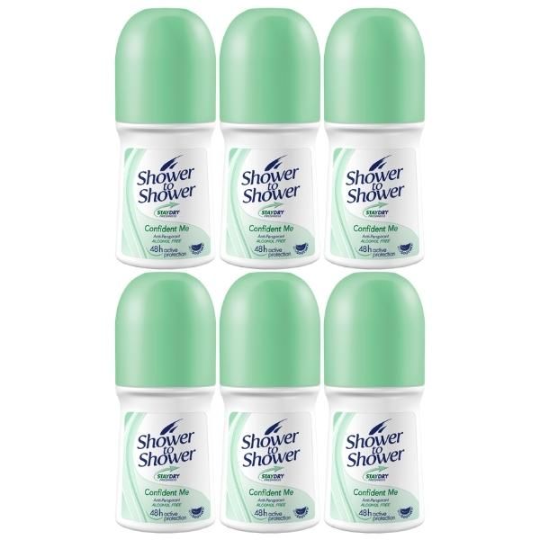 Shower to Shower - Ladies Roll-On 50ml - Confident Me - Pack of 6