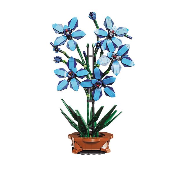 Children's Creative Flower Pot Assembly Building Blocks Puzzle - Blue