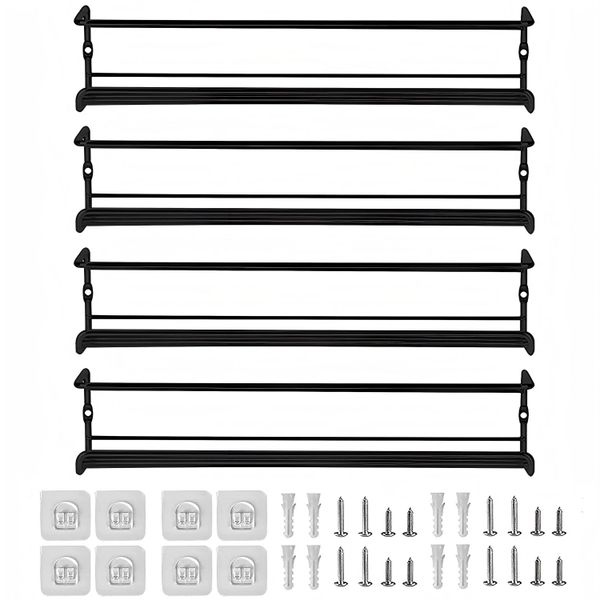 Wall Mounted Spice Organizer 4 Pack Metal Spice Jars and Seasonings Holder