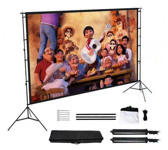 100-Inch Portable High-Brightness Retractable Projection Screen