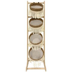 Four-tier Wooden Basket-style Storage Shelf, Sturdy, Aesthetically Pleasing