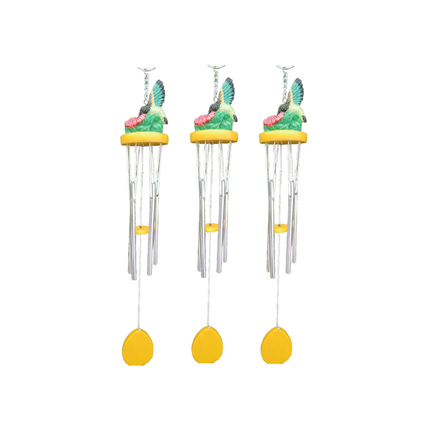 3 Pieces Humming Bird on Flower Wind Chime Hanging Decor Countless Melodies