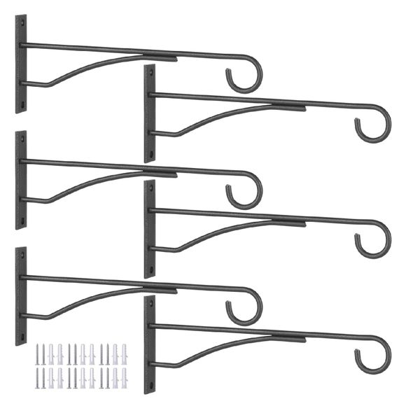 6 Pack Plant Hanging Hooks Metal Wall Bracket Hanging Baskets Pot Plants