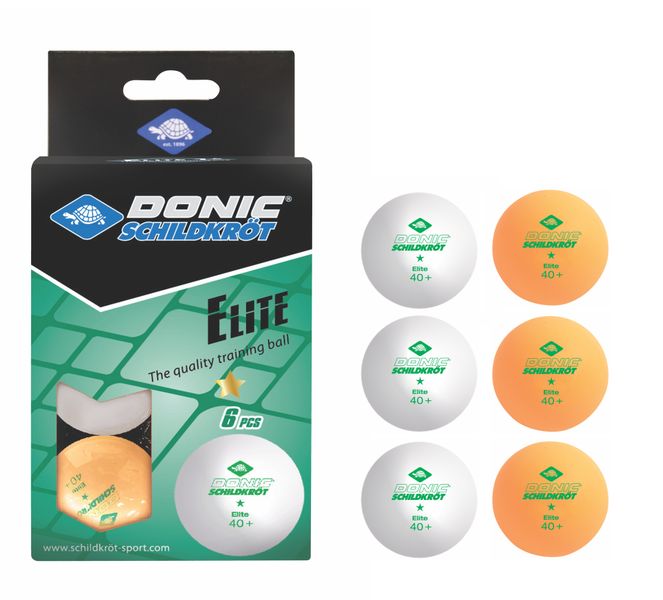 Donic-Schildkröt Table Tennis Balls Elite 1-Star White/Orange - 6 Pieces