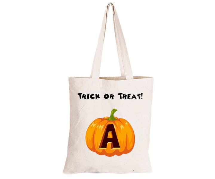 A - Halloween Pumpkin - Eco-Cotton Natural Fibre Bag