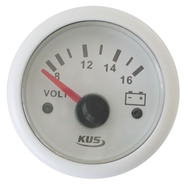 Kus Marine Grade Volt Gauge for Boats - 12 Volts/52mm (White)