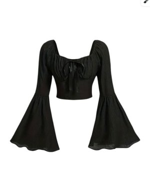 Fashion Bell Sleeve Square Neck Shirt