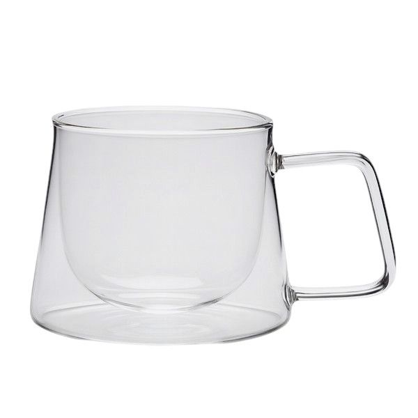 4 Pack - Double-Walled Glass Coffee Mug With Handle - Transparent