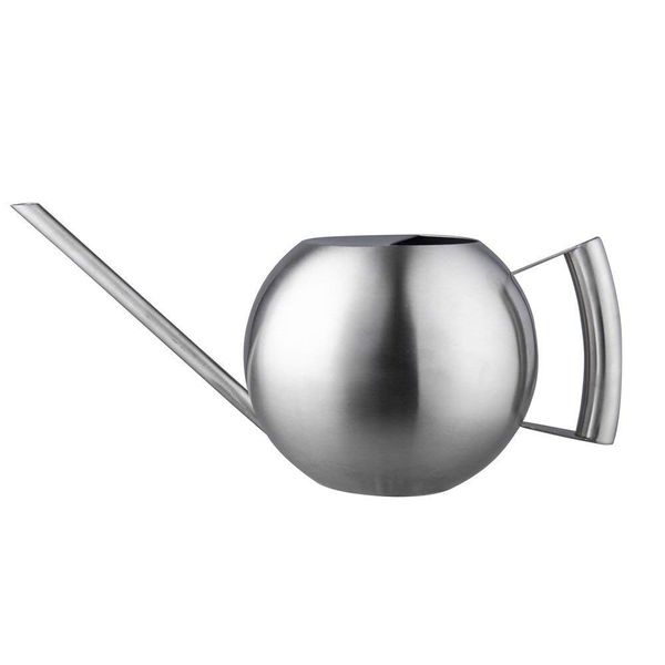 1L Long Spout Brushed Stainless Steel Watering Can for Garden Plants