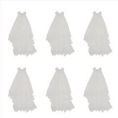 White Bowknot Layers Tulle Ribbon Edge Bridal Veils