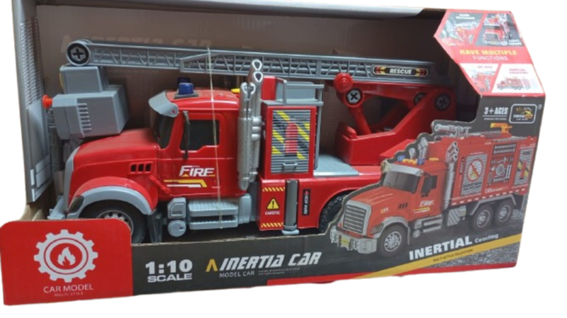 SamMag Biz Fire Truck with Crane, Push Button, Sounds &amp; Lights