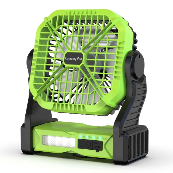 MD-F910A Rechargeable Outdoor Camping Fan with LED Light &amp; Power Bank