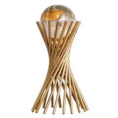 Glass Crystal Ball Home Decor With Metal Bracket - Gold