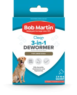 BOB MARTIN Clear+ 3-in-1 Dewormer Powder Large Dogs 2 x 15g