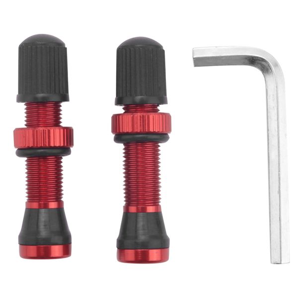 Bicycle Schrader A/V Valves 40mm for MTB Tubeless Rims,Red - 2 Piece