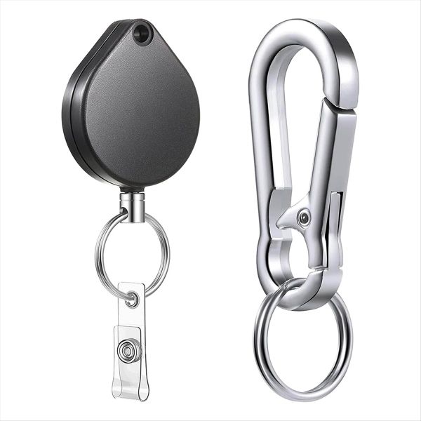 Retractable Keychain Badge Holder Heavy Duty Badge Reel Carabiner