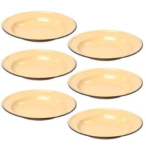 Enamel Dinner Plate Soup Plate 24cm - 6 Pack