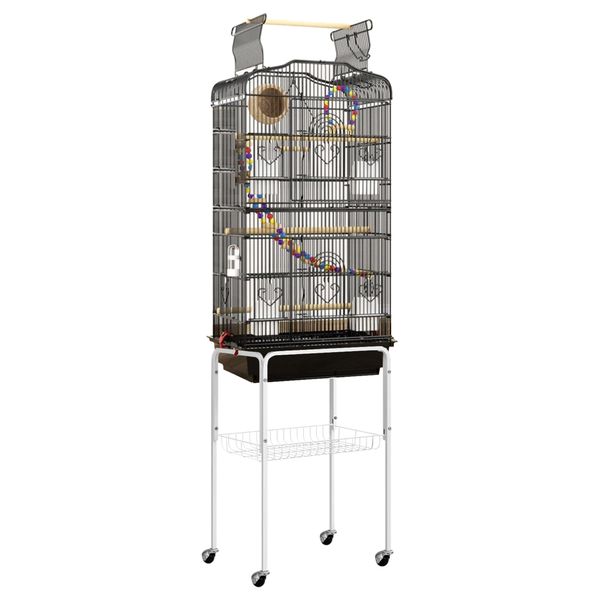 Pet Large Open Top Bird Cage with Toys &amp; Display Stand (163cm)