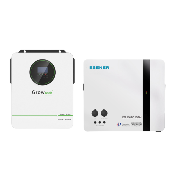 3.6kW Growtech Hybrid Inverter | 2.56kWh Esener Lithium Battery Combo