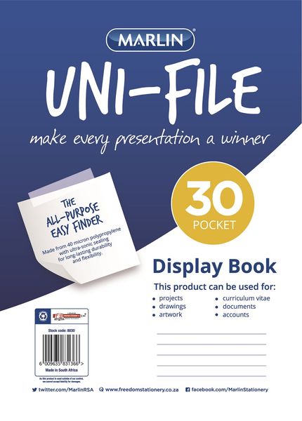 Marlin Uni-File A4 Soft Cover Display File - 30 Pocket