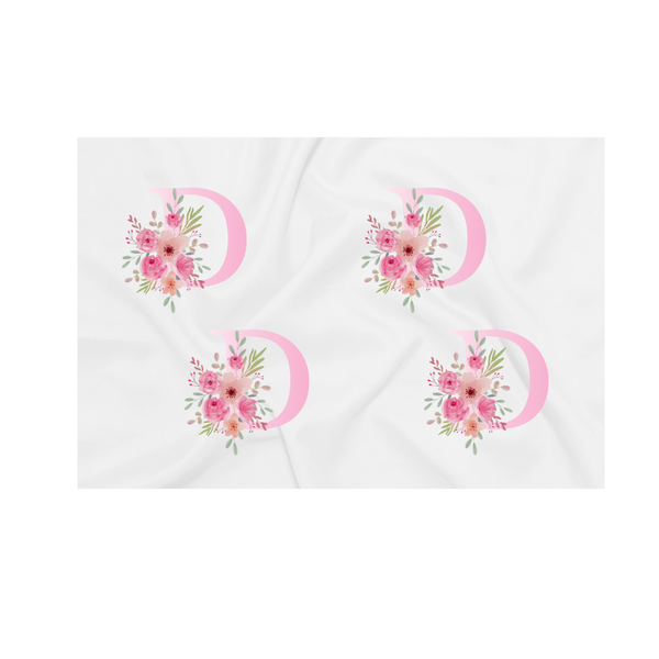 Baby Blanket - Pink Flowers - Letter D