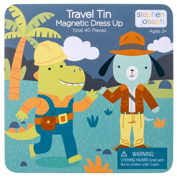 Stephen Joseph Travel Tin Magnetic Dress Up Dino &amp; Dog