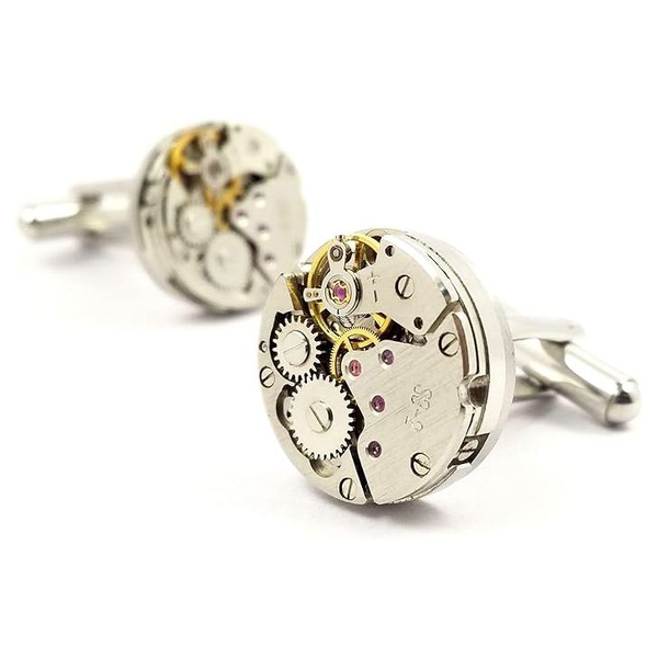Coxn-Watch Movement Tourbillon Style Cufflinks for Mens Shirt with Gift Box