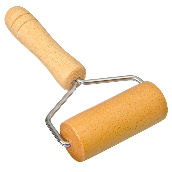 Wooden Pastry &amp; Pizza Rolling Pin With Handle - 18cm