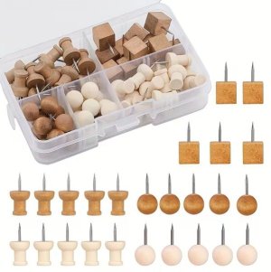 HB 62 Assorted Cork Bulletin Wooden Thumb Tack Push Pins