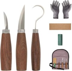 8 Piece Wood Whittling Kit Carbon Steel Wood Carving Tool Kit - Brown