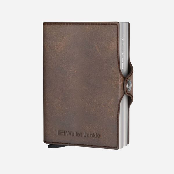 Wallet Junkie Double Pop Up Wallet - Genuine Leather, Slim Card Holder