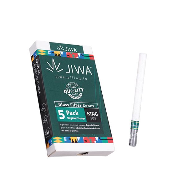 JIWA King Size with Glass Filter - 109/26 Organic Hemp Cones - 5 Cones