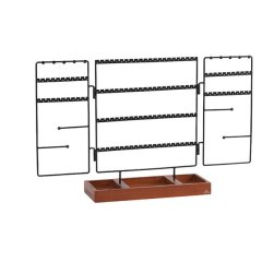 4-Tier Earring Holder with 2 Detachable Metal Jewelry Organizer &amp; Wood Tray