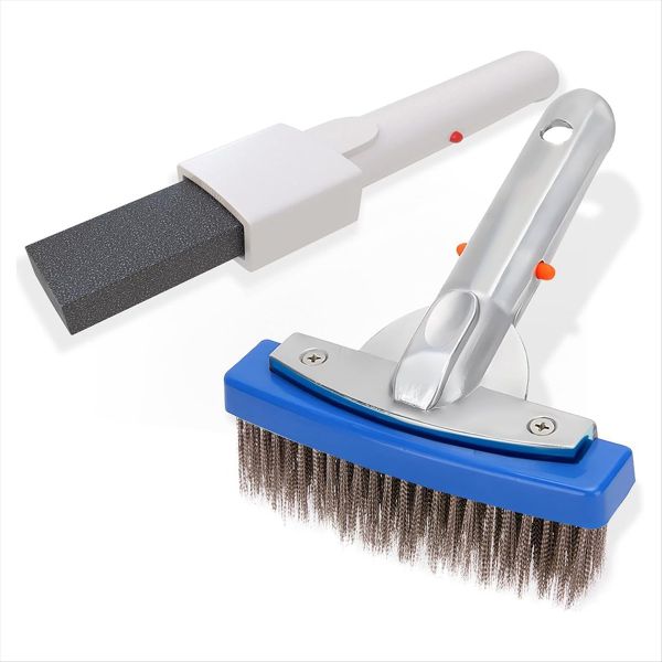 Pool Pumice Stone and 5 Inch Stainless Steel Pool Brush Kit to Reomve Erase