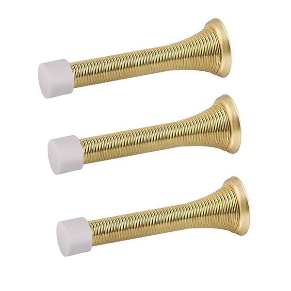 Spring Door Stopper - 3.25" with Rubber Tip for Wall, Home and Office