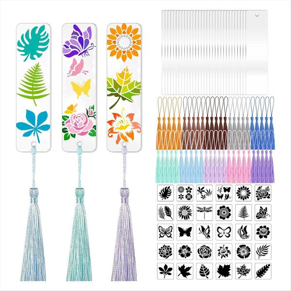 Blank Acrylic Bookmark Set Flower Style Pattern Template