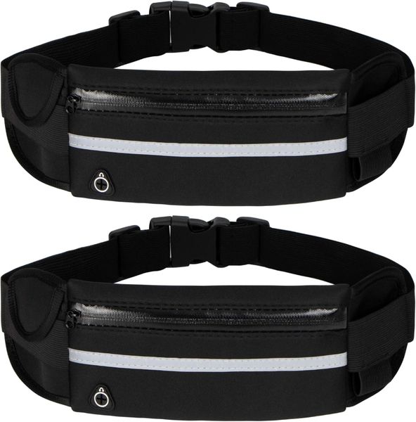 Running Belt Waist- Black 2 Pack