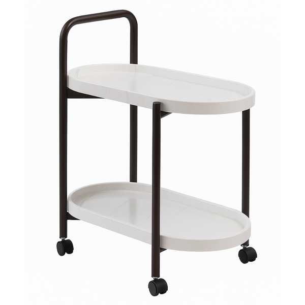 White Stone Coffee Table - Rolling Kitchen Serving Cart