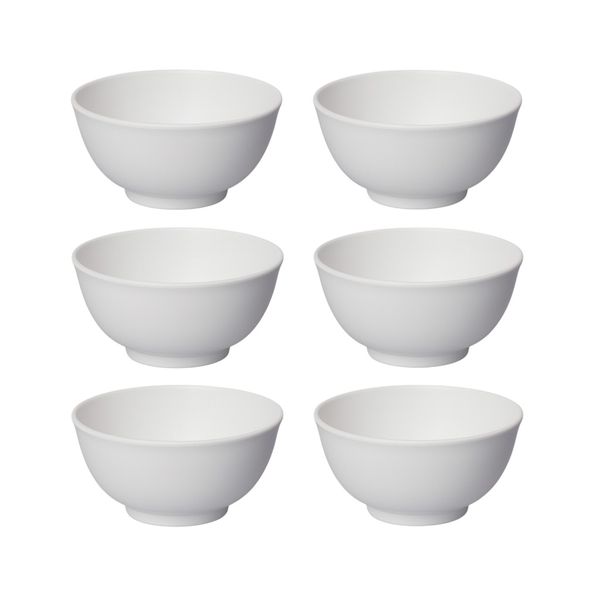 6 Piece Minimalist Porcelain Noodle Bowl Set - White