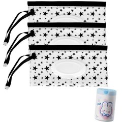 3pcs Portable Refillable Wet Wipe Pouch &amp; 100 Count Drawstring Trash Bags