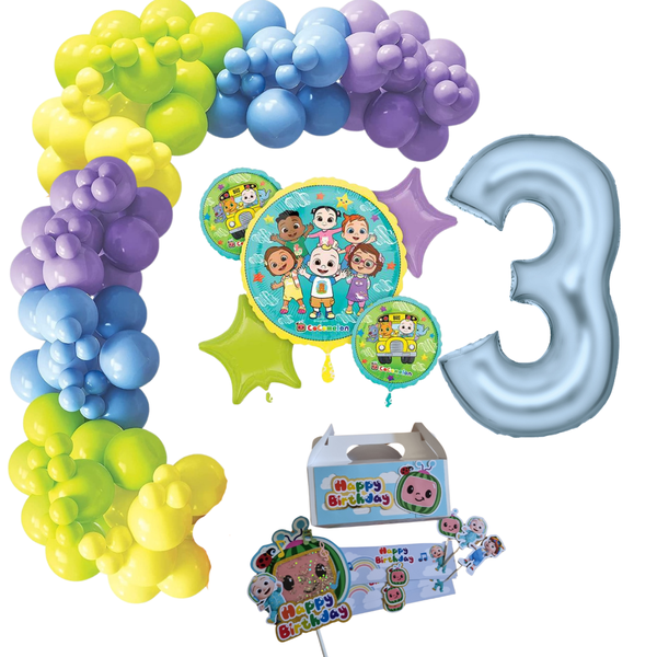291 Piece Cocomelon themed Party Kit with Foil Number 1