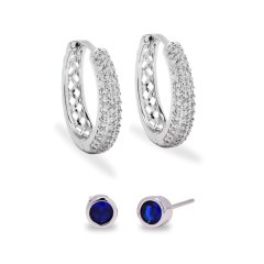 iDesire Cubic Zirconia Hoop &amp; Sapphire CZ Stud Earring Pack