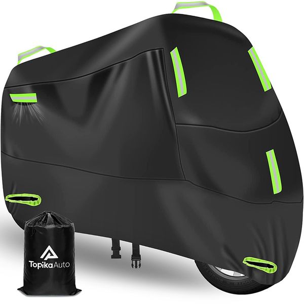 TopikaAuto - 4 Sizes Motorcycle Cover Waterproof Outdoor Heavy Duty 210D PU