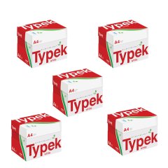 5 Boxes Set - Typek A4 Paper 80grams 5x Reams Per Box - 2500 Sheets