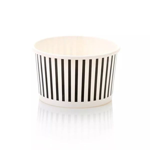 Black Striped Vintage Ice Cream Tub 150ml - Pack of 50