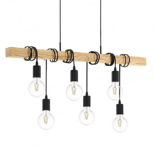 Eurolux - Townshend Pendant Black E27 60W Dimmable Steel &amp; Wood