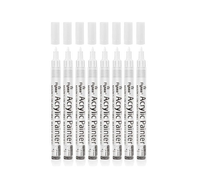 8 White Acrylic Permanent Marker Pens Arts&amp;Craft Scrapbook Hobby Gift
