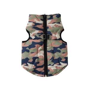 Dog Puffer Jacket - Camo Print - Small - Green
