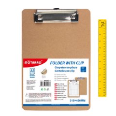 A3 Durable Metal Clip Thick Wood Office Clipboard 315x450mm with Ruler